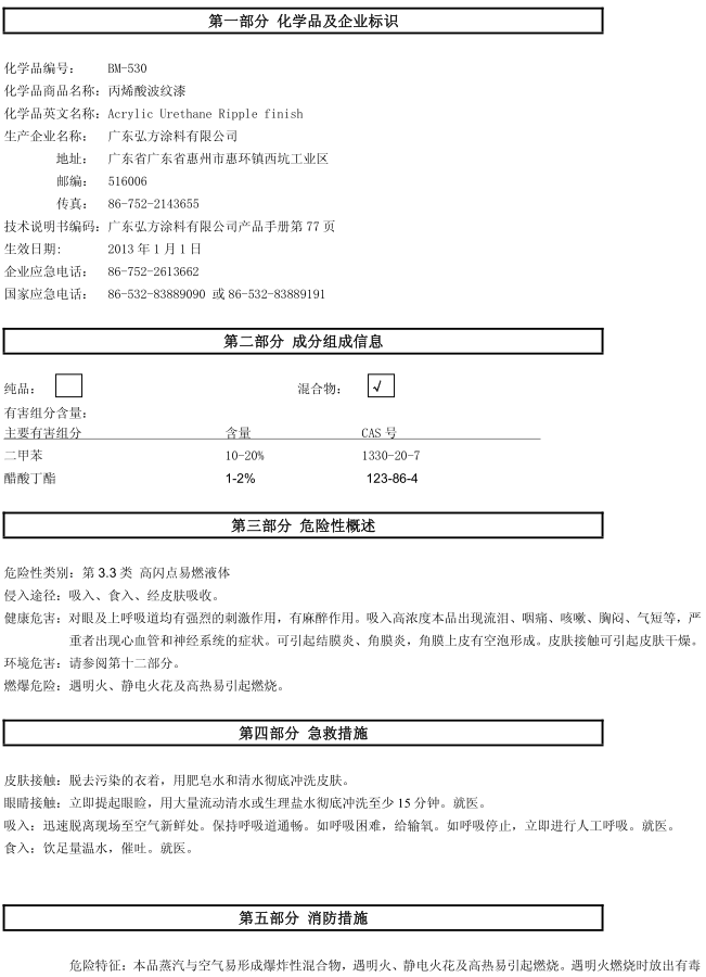 BM-530 丙烯酸波紋漆認證