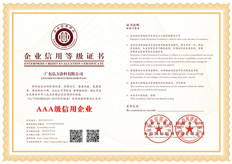企業信用等級證書